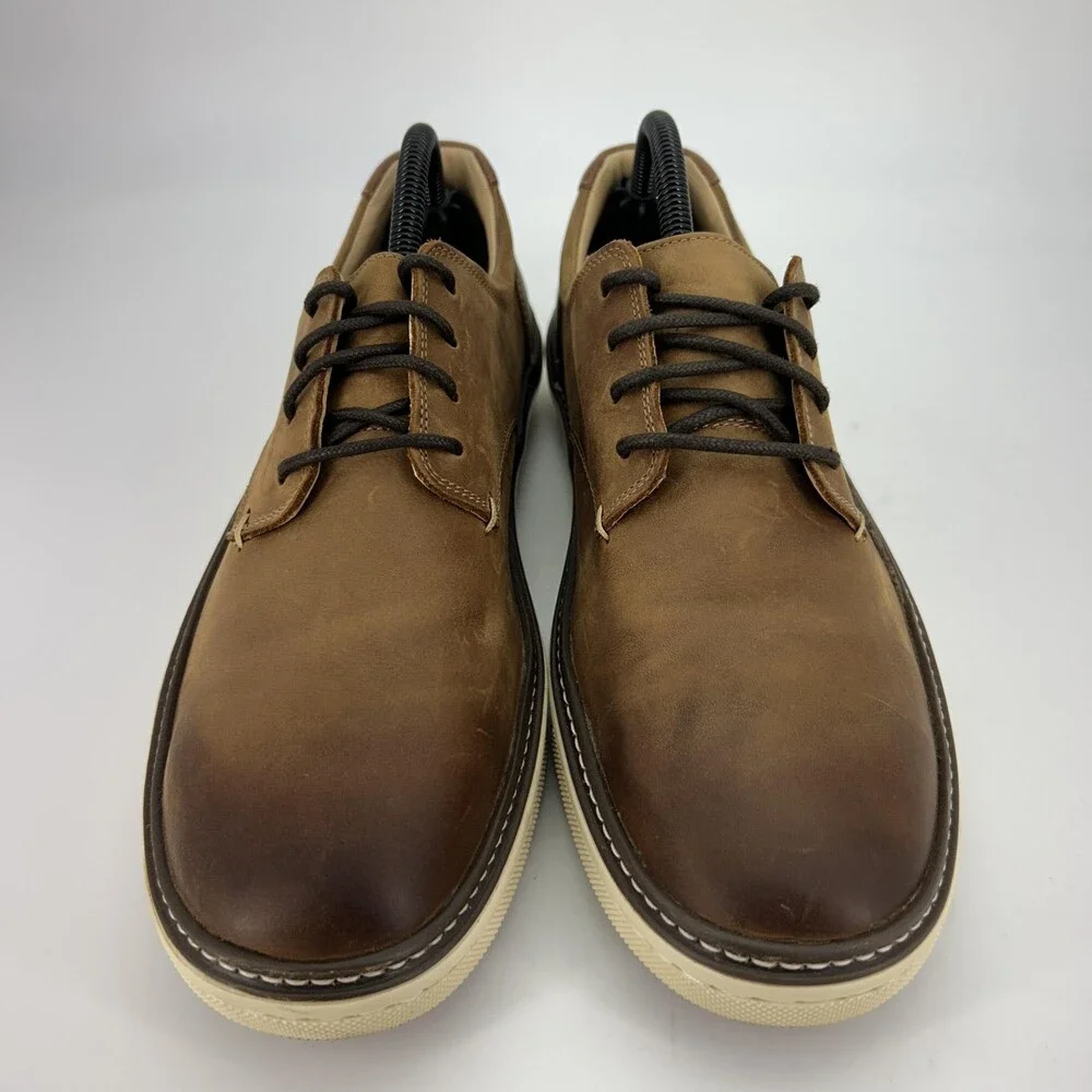 Johnston & Murphy Shoes Mens Size 9.5 Brown McGuffey Plain Toe Leather Casual